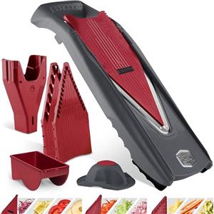 Börner Affettaverdure Vital (Set Iniziale) - Mandolina a V con Lama in Acciaio Inox - 10 Tipi di Taglio per Fette, Strisce & Cubetti - Spessori Regolabili & Funzione Condimento