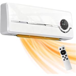 HOMCOM Stufa Ceramica 2000W, Termoventilatore da Parete con 3 Modalità, Ventilatore e Riscaldamento Regolabile, Timer Settimanale, Rilevazione Finestra Aperta, Blocco Bambini e Telecomando, Bianco