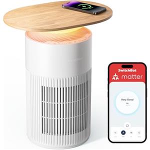 SwitchBot Purificatore D'aria Con App E Luce Notturna, CADR 400m³/h Fino A 83㎡, Filtro HEPA Rimuove 99.97% Di Muffa, Polvere, Polline, Modalità Sonno 20dB (Purificatore d'aria da tavolo)
