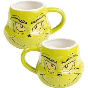 United Labels Grinch - Tazza da caffè 320 ml, verde 3D Grinch, in ceramica, divertente tazza da caffè in confezione regalo
