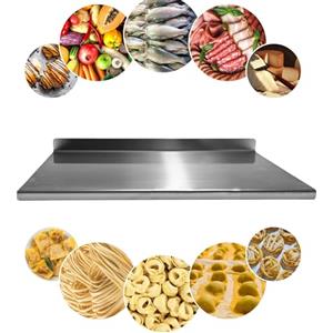 PRM Acciai Tagliere Acciaio Inox - Tagliere da Cucina e Spianatoia Acciaio Inox per Impastare Pizza, Pane, Pasta Sfoglia, Cioccolato e Dolci 400x560 Piega 20mm Alz.40