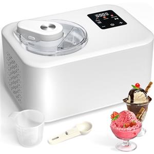 Acmeenjoy Gelatiera con Compressore 1,2L, Gelatiera per Gelato Professionale, Autorefrigerante Macchine Gelato, con Ciotola Estraibile in Alluminio/Paletta per Gelato/Tazze Graduate