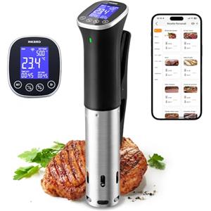 INKBIRD Wifi Sous Vide Roner, WLAN Professionali Roner Cucina, 0-90℃ Cottura Bassa Temperatura e Timer | Ricette APP, LCD, 1000W, IPX7 Impermeabile, ±0,1°C Temperatura Precisa e Costante, ISV-300W
