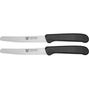 GRÄWE Set di 2 Coltelli da Tavola - Coltello per Panini e Colazione Con Lama Ondulata Unilaterale - Affilato per Pane, 21 cm - Nero