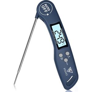 DOQAUS Termometro Cucina Digitale con Lettura Istantanea e Pieghevole Sonda Lunga, Termometro da Cucina Carne con Retroilluminazione, ON/off Auto per Carne Barbecue Olio Latte Dolci Vino(Blu Navy)