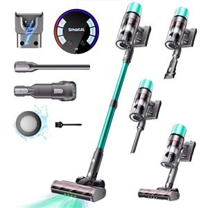 SmartAI V5 Aspirapolvere senza Fili, 55Kpa/600W/80Mins Autoportante Scopa Elettrica senza Fili con Modalità Automatica, Anti-Avvolgimento Aspirapolvere per Pavimenti/Tappeti/Peli Animali