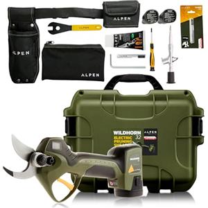 Alpen Wildhorn 32 - Kit di potatura elettronica con batteria agli ioni di litio senza fili, 12 ore di autonomia 3 batterie carica simultanea a 3 vie Felco prodotta in Svizzera
