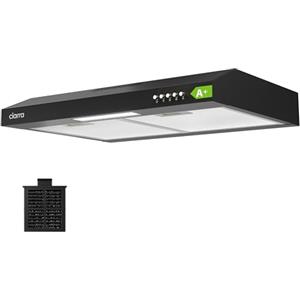 CIARRA CBCB6903D Cappa Aspirante 60cm Classe A+, 3 Velocità, Ricircolo ed Espulsione, Cappa Sottopensile Nero con Filtro Carbone CBCF009