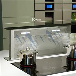 Klarstein Downdraft Cappa Aspirante, Cappa Cucina Con Flusso d'Aria 507m³/h, 4 Modalità di Aspirazione della Ventola, Cappa a Incasso con Modalità Ricircolo Opzionale, Cappa Sottopensile con Timer