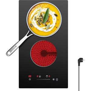 CDV Doppia Piano Cottura 2 Fuochi in Vetroceramica, 3000W Piano Cottura Elettrico, Touch a Scorrimento, Timer, Sicurezza Bambini, Adatto a Tutte le Pentole