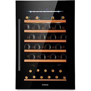 Klarstein Cantinetta Vino Refrigerata a Zona Singola per Interno/Esterni, Frigo Bar, Cantina Vino con Vetrina, Mini Frigo con Protezione UV, Frigorifero Piccolo Touch Control 5-22°C, 137L 52 Bottiglie