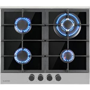 Klarstein Piano Cottura 4 Fuochi a Gas Integrato 8.0kW, a Incasso in Acciao Inox, con Coperchio