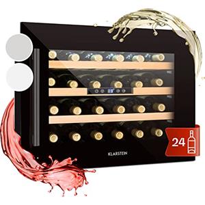 KLARSTEIN Cantinetta Vino Design da Incasso, Cantinetta Refrigerata a Zona Singola per Vino Rosso, Bianco e Birra, Controlli Touch, Frigo Vino per Esterno/Interno, 57L, 24 Bottiglie