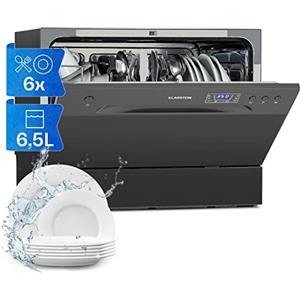 Klarstein Lavastoviglie 6 Coperti, Libera Installazione Silenziosa con 6 Programmi di Lavaggio, Mini, Piccola da Tavolo Compatta e Facile da Installare, Acciaio inossidabile, Antracite