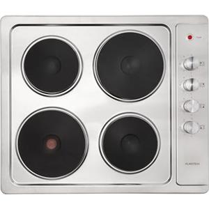 KLARSTEIN Appetito 4 - Piano Cottura a Incasso, 4 Piastre/Zone, 5500 Watt, Indicazione Calore Residuo, Manopole, 6 Livelli di Potenza, Elettrico, Acciaio Inox, Argento