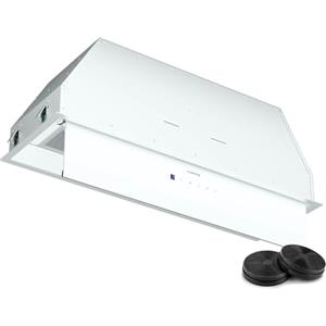 Klarstein Ventimate Cappa Incasso, 85cm Cappa Aspirante Cucina con Controllo Touch, 390 m³/h, Efficienza Energetica A+, Motore Silenzioso, LED, Filtro Carbonio per Ricircolo, Bianco