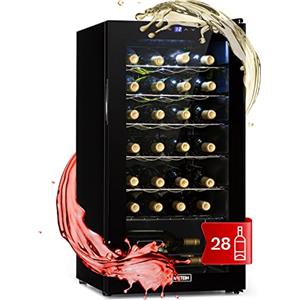 KLARSTEIN Cantinetta Vino Design, Cantinetta Vino Refrigerata a Zona Singola per Vino Rosso, Bianco e Birra, Controlli Touch, Frigo Vino Cantinetta per Esterno/Interno, 5-18°C, 74L, 28 Bottiglie
