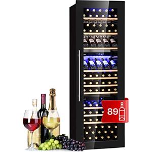 KLARSTEIN Cantinetta Vino Refrigerata a Tre Zone per Interno/Esterni, Frigo Bar, Cantina Vino con Vetrina, Mini Frigo con Protezione UV, Frigorifero Piccolo Touch Control 5-18°C, 246 L, 89 Bottiglie