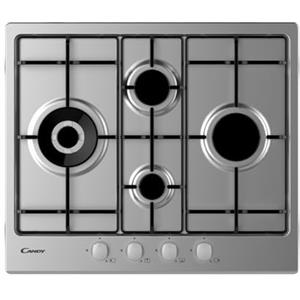 Candy Idea CHW6D4WX, Piano cottura a gas, 4 bruciatori, Griglie in ghisa, Griglie lavabili, Sicurezza Sicurflame, Manopole,Inox, 0,8x59,5x51