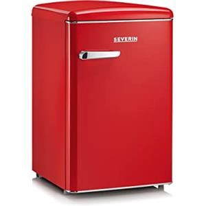 SEVERIN RKS 8830 Mini Frigorifero Retrò 108L, Frigorifero piccolo e silenzioso con diversi scomparti, Congelatore 13L e portabottiglie, 37 dB, Classe energetica D, Rosso