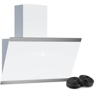 Klarstein FlashLine - Cappa da Cucina da 60cm, Cappa Inclinata, Touchscreen, 524 m³/ora, Efficienza Energetica A++, LED, Silenziosa: 34,5 dB, Bianco, Scarico & Ricircolo