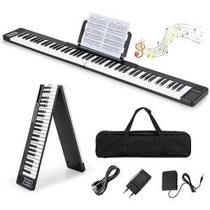 COSTWAY Tastiera Elettronica 88 Tasti, Pianoforte Digitale in 2 Tastiere, Portatile con Borsa per Tastiera Elettronica, Bluetooth/MIDI/USB, per Principianti Bambini Adulti (Nero)