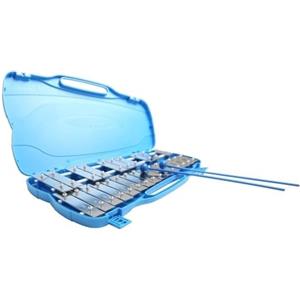 GEWA Carillon, xilofono, con 25 piastre sonore in metallo, cromatico (tonalità G5-G7) incl. 2 bacchette, custodia in plastica con manico, blu