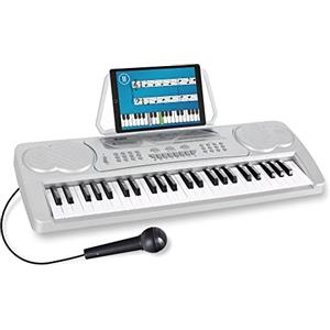 McGrey BK-4910SR Keyboard - Keyboard per Bambini con 49 Tasti - Keyboard per Principianti con 16 Suoni e 10 Ritmi - Piano con Funzione di Apprendimento, Microfono per Canto e Leggio - Argento