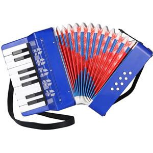 TLGREEN Fisarmonica per Bambini,17 Tasti 8 Bassi Pianoforte Organetto con Cinghie Regolabili,Fisarmonica a Bottonicon per Adulti e Bambini dai 3 anni,Concertina Strument Musicale per Principianti (Blu)