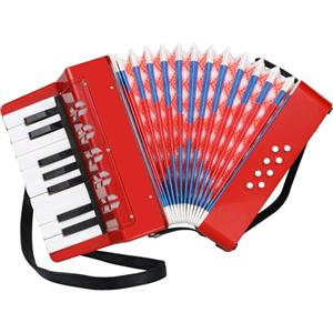 TLGREEN Fisarmonica per Bambini,17 Tasti 8 Bassi Pianoforte Organetto con Cinghie Regolabili,Fisarmonica a Bottonicon per Adulti e Bambini dai 3 anni,Concertina Strument Musicale per Principianti (Rosso)