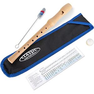 Classic Cantabile Stella Flauto Dolce 2 pezzi acero, diteggiatura tedesca, per bambini da 6 anni. Include custodia imbottita, tabella diteggiatura, pulitore e grasso per sughero.