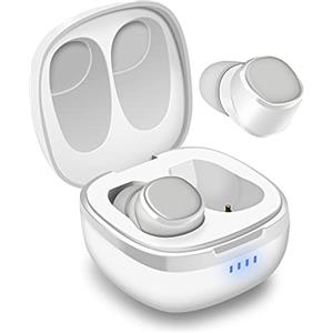 August EP800 Auricolari Bluetooth 5.0, Cuffie Senza Fili Bluetooth IPX6 Impermeabile Mini Earbuds Ture Wireless Stereo con Microfono DSP Riduzione del Rumore, 25H Playtime - Bianco