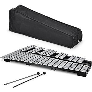 COSTWAY Xilofono 30 Note, Metallofono per Bambini, Glockenspiel Pieghevole con 2 Bacchete e Borsa, Strumento a Percussione a Mano per Bambini e Adulti