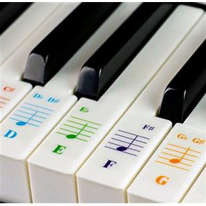 QMG Adesivi per pianoforte a colori per tastiere a 88/76/61/54/49/37 tasti, trasparenti e rimovibili; prodotto negli Stati Uniti