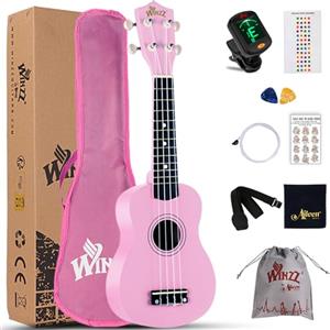 Winzz Ukulele Bambini, Ukulele Soprano 21 Pollici, Ukuele Rosa Regalo per Ragazza, Ukulele Adulti Principianti Kit con Accordatore, Custodia, Tracolla, Corde, Plettri