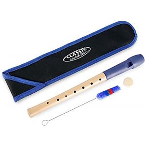 Classic Cantabile Pivella Flauto Dolce C-Soprano in acero con testa plastica, per principianti. Diteggiatura tedesca. Include custodia, tabella, bastoncino pulizia e grasso sughero. Blu.