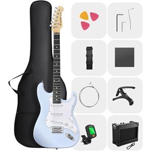 DONNER DST-80 E-Guitar Set Completo per Principianti da 39" con Amplificatore, Pickup SSS Classico, Include Gig Bag, Accordatore, Capotasto, Cinghia, Plettri e Lezioni Online Gratuite
