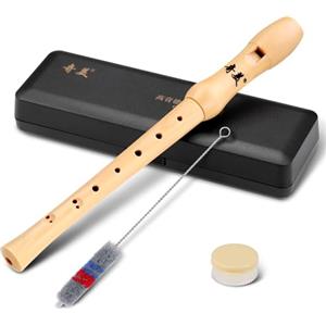 Fentar Flauto Dolce Legno, Flauto Soprano in Do, Scuola Elementare e Media in Digitazione Barocca, Bambini, Flauti a 8 Fori Design Staccabile, con Scovolino e Scatola Regalo