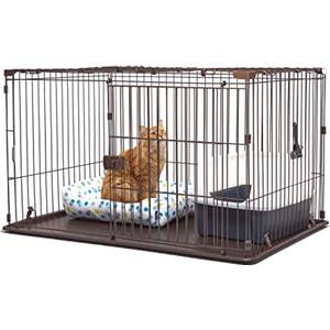 Iris Ohyama Estensione per recinto per cani, A66cm, Con porta con serratura, Marrone, con Tetto, Metal, Parco, Per Cucciolo, Gatti, Interni, Esterni, Gabbia, Cuccia, Montaggio Facile, STS-1200TY