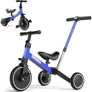 KORIMEFA 4 IN 1 Triciclo Bambini Triciclo con Maniglione di Spinta il Genitore per 1-3 Anni Ragazzi Ragazze Triciclo per Bambini Bicicletta Equilibrio Sedile e Maniglia Regolabili