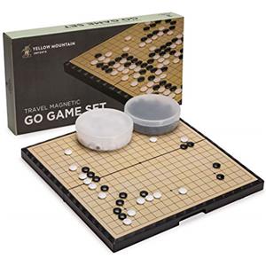 Yellow Mountain Imports, Set Go Magnetico Grande con Griglia 19x19, Gioco da Tavolo (37,1 centimetri) con Pietre Convesse