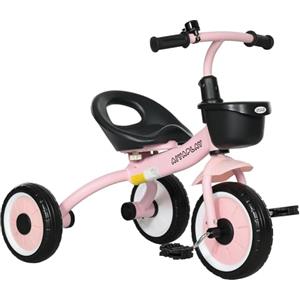 AIYAPLAY Triciclo per Bambini da 2-5 Anni con Seduta Regolabile, Bicicletta per Bambini con Cestino e Campanello, 70.5x53x58 cm, Rosa