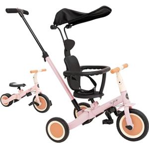 Olmitos - Triciclo evolutivo per bambini 5 in 1, bicicletta per bambini da 1 anno a 5 anni, da triciclo a bicicletta con o senza pedali, adattabile e trasformabile (Gyro + Rosa