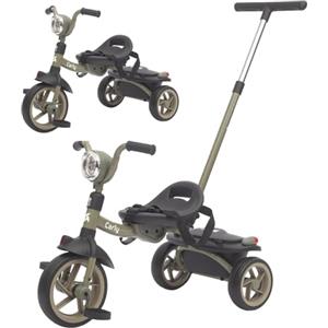 Twinly Triciclo evolutivo bambino pieghevole per bambini 1-5 anni - Triciclo per bambini leggero e compatto - Manubrio con luce e suono, cestino e barra di spinta regolabile Carly (verde)
