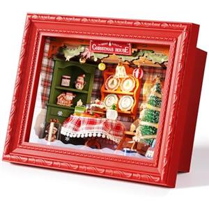 Rolife Casa delle Bambole Kit Modello di Natale per Adulti da Costruire Puzzle 3D in Legno Casa delle Bambole Miniatura Decorazione da Parete per la Casa Regalo di Natale (Vigilia di Natale)
