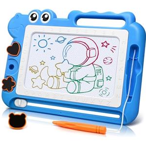 AiTuiTui Dinosauro Lavagna Cancellabile Magnetica Giochi Bambini 3 4 5 Anni, Lavagnetta Magica Cancellabili Gioco Educativi e Regalo per Bimbo Bambina 3-5 Anni, 4 Zona Colore 3 Stampini 1 Penna, Blu