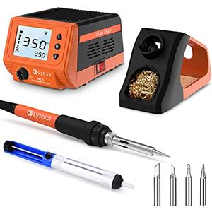 Lytool Stazione Saldante,Lytool Stazione Saldante Elettronica 60W,Regolabile Temperatura 180 ° C-480 ° C,Grande LED Schermo,Funzione di Sonno,Kit Stazione di Saldatura Digitale, 5 Punte Sostituibili