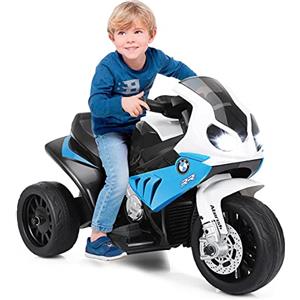 RELAX4LIFE BMW-S 1000 RR 6V Moto Elettrica per Bambini con 3 Ruote, Musica, Luci e Clacson, 3 km/h, Triciclo Elettrico per Bambini da 18-36 Mesi, Portata di 20 kg (BLU)
