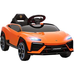 AIYAPLAY Macchina Elettrica per Bambini 3-8 Anni Lamborghini con Porte a Forbice, 12V Auto Elettrica per Bambini con 2 Motori, Sospensioni, Telecomando, MP3, Musica, Rotelle e Maniglia, Arancione