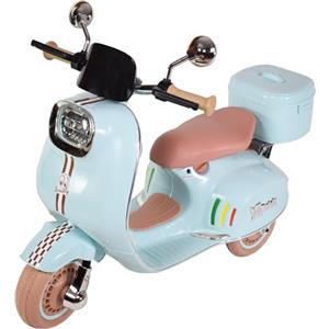 Twinly SCOOTLY - Moto elettrica per bambini con telecomando, caricatore e batteria 6 V fino a 40 min, acceleratore a pedale, valigia, USB, luce e MP3 Bluetooth Menta